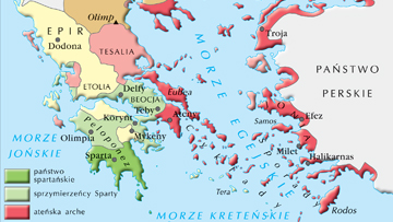 Układ sił w Grecji przed wybuchem wojny peloponeskiej.