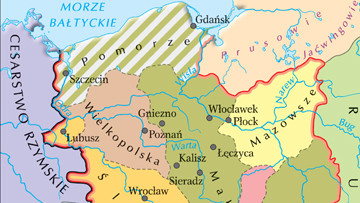 Podział państwa Piastów po śmierci Bolesława Krzywoustego (jedna z hipotetycznych rekonstrukcji).