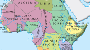 Posiadłosci kolonialne w Afryce ok. 1914 r.
